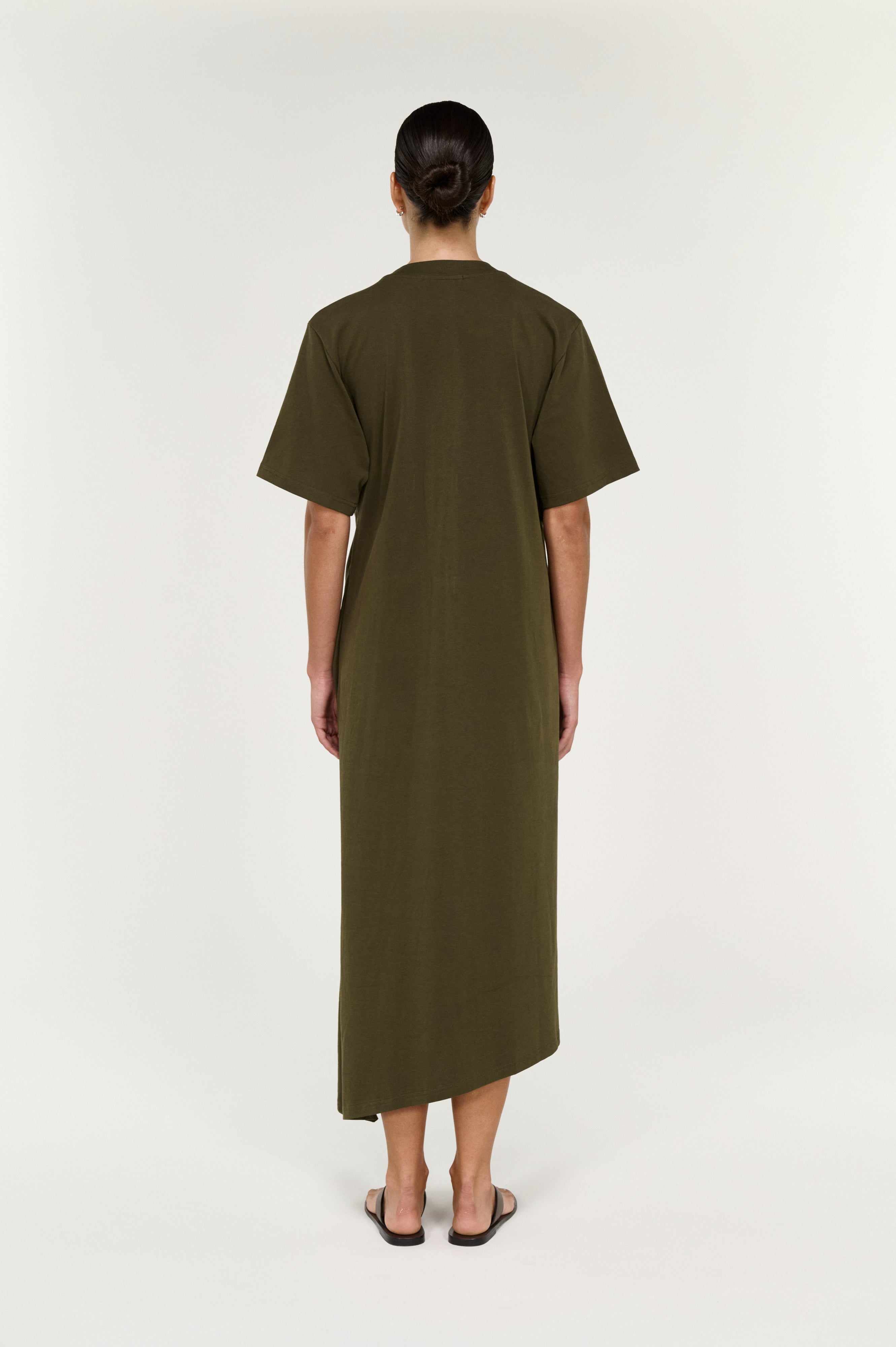 Tovae Draped Midi Tee Dress - Olive