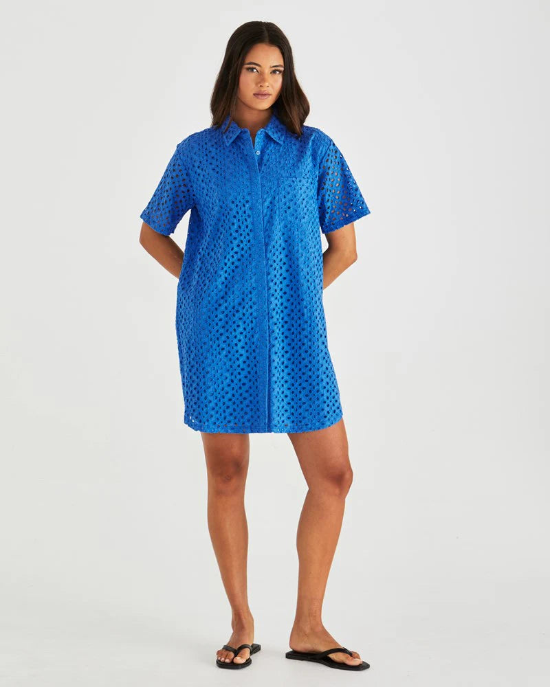 Steva Shirt Dress - Bright Blue