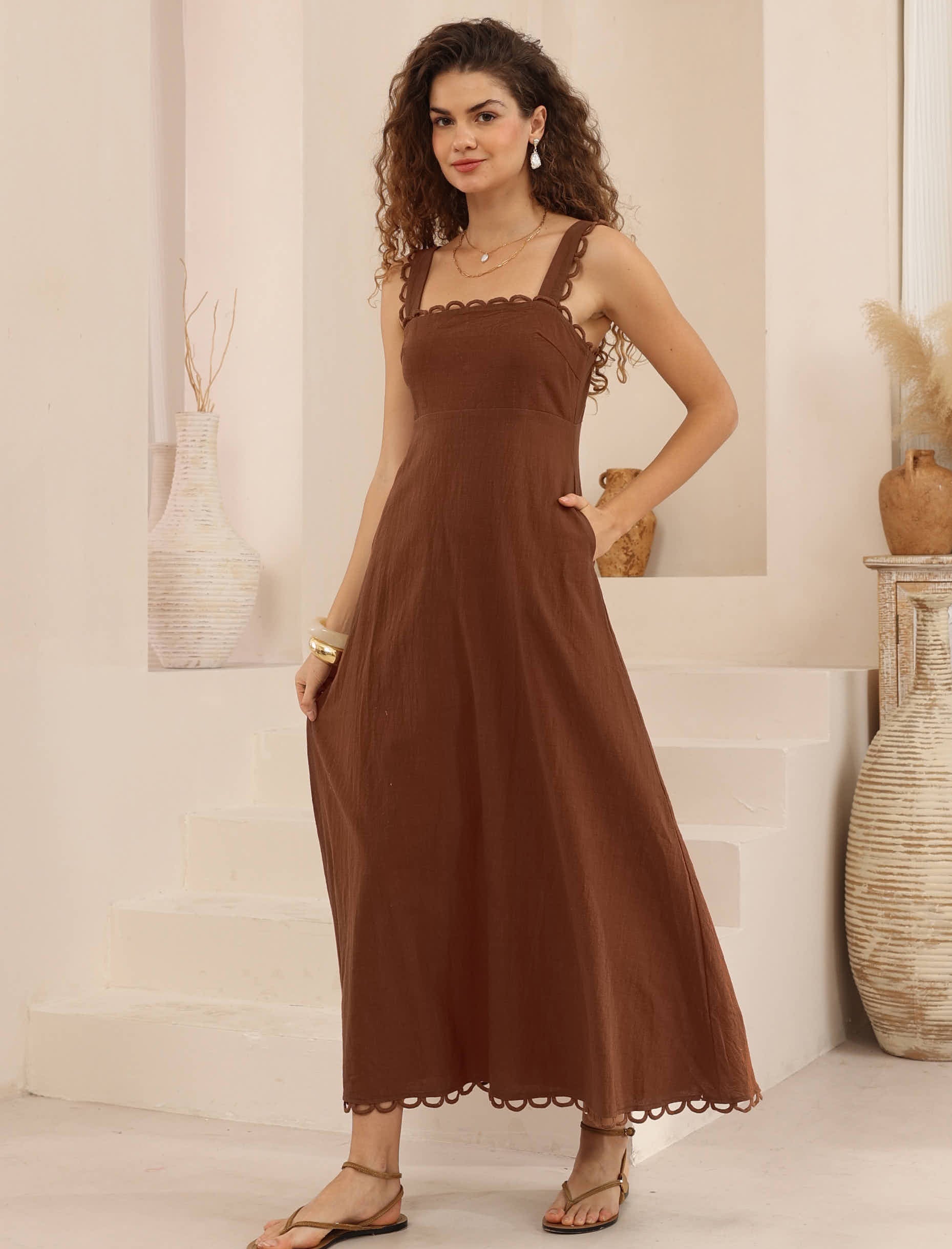 Darla Midi Dress - Chocolate