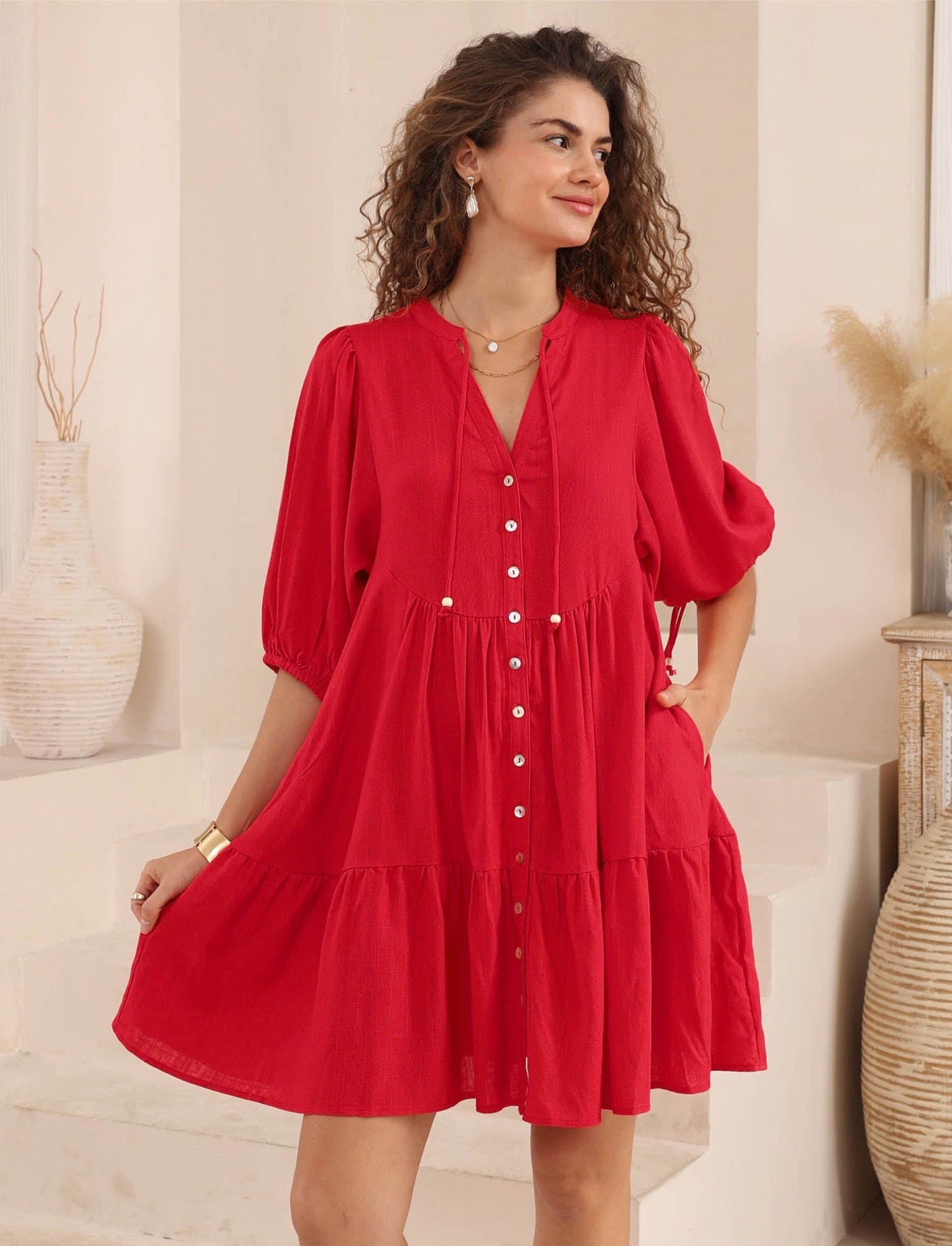 Babydoll Dress - Red