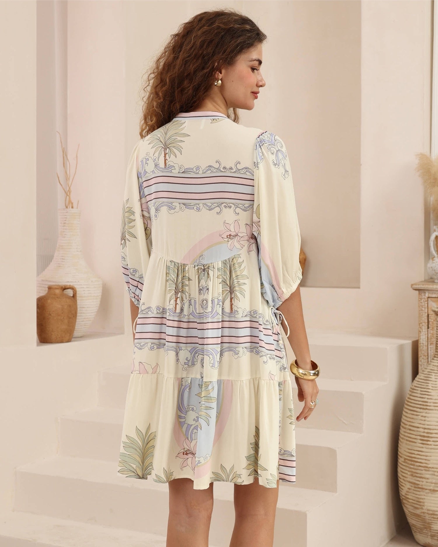 Babydoll Dress - Palm Print