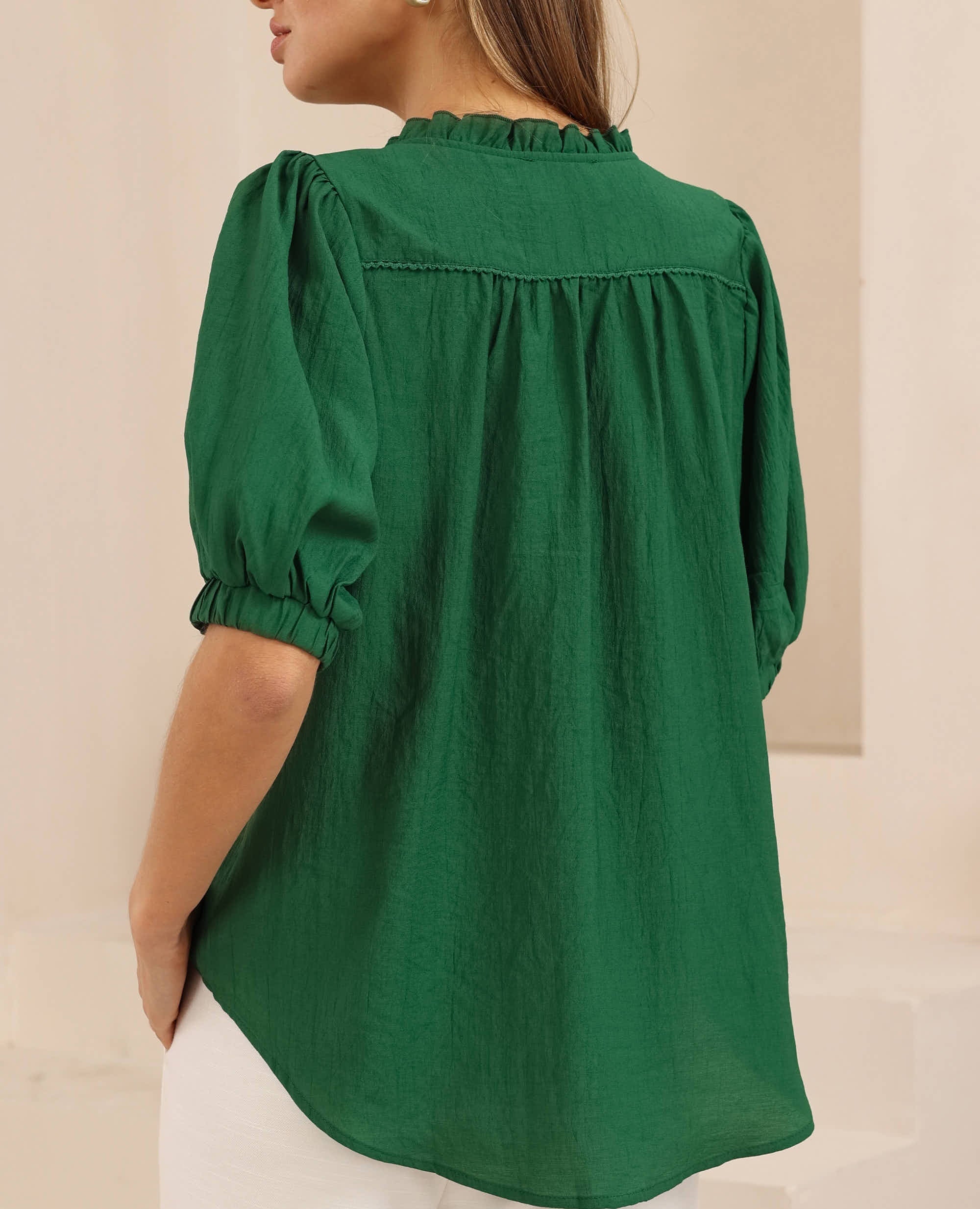 Lily Puff Sleeve Top - Green