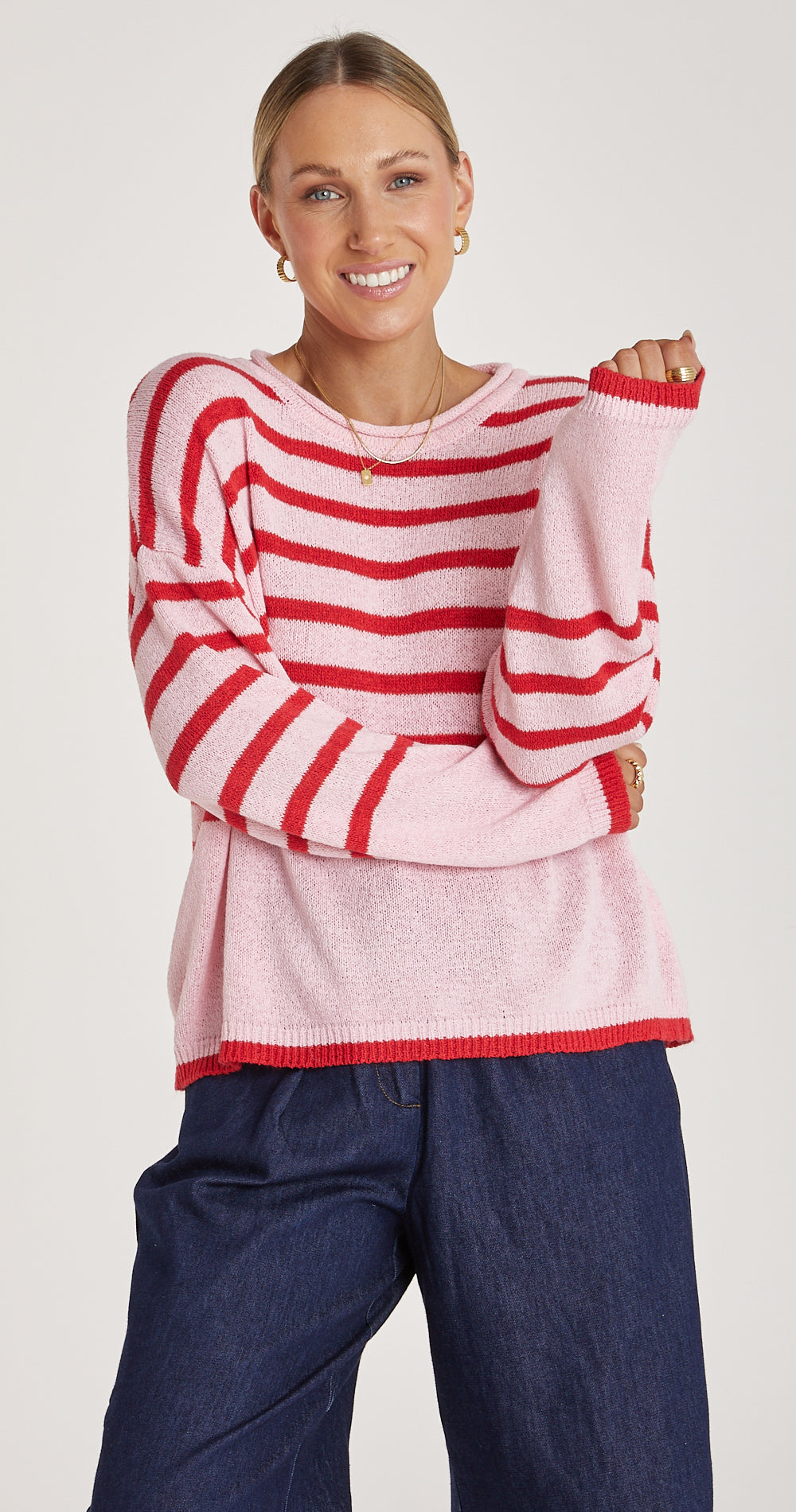 Avery Knit - Pink/Red Stripe