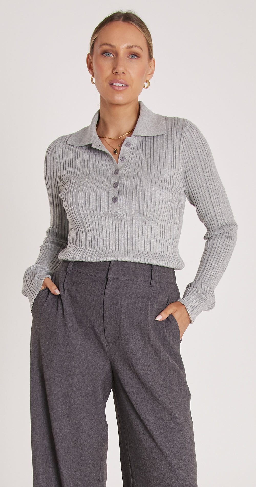 Lilah Top - Grey Marle