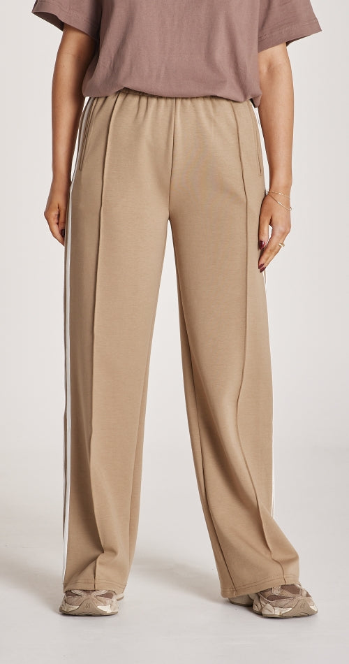 Noah Wide Leg Pant - Camel Stripe