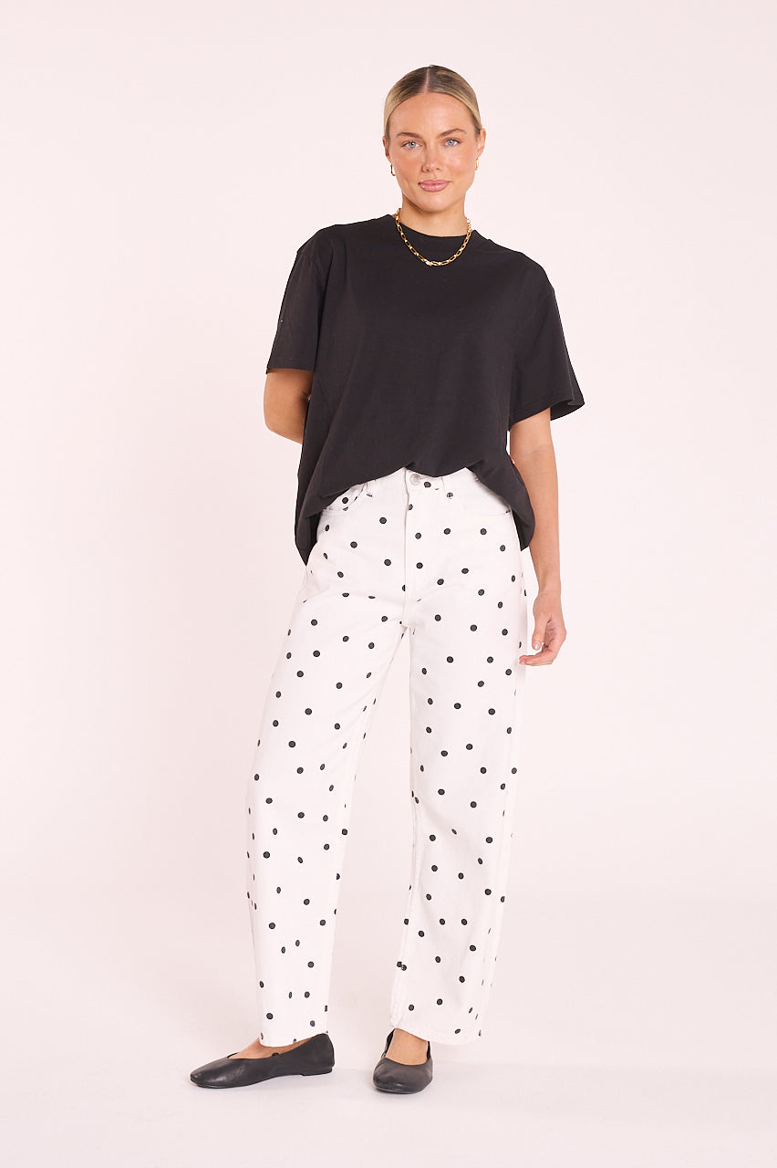 Feather & Noise Lola Barrel Jean - Black Spot, detail