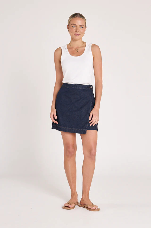 Violet Wrap Skirt - Dark Indigo