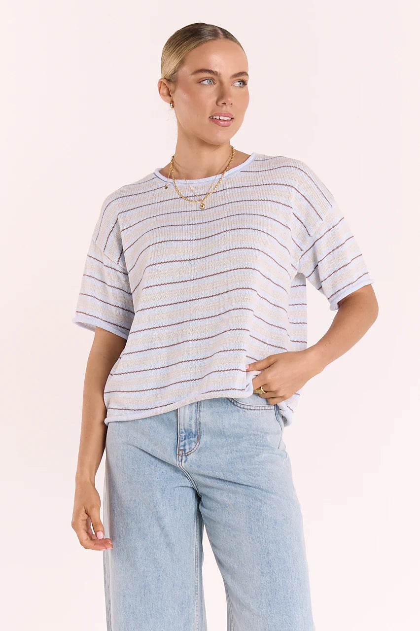 Evie Knitted Top - Blue Stripe