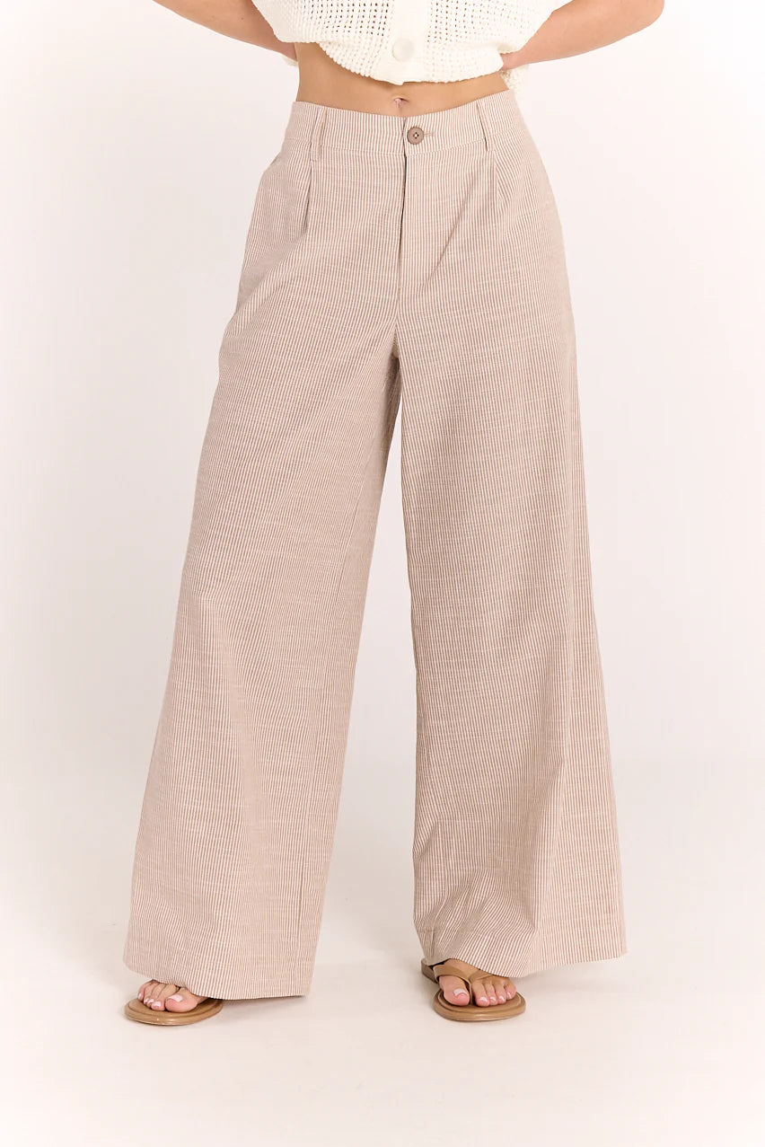 Tilly Pant - Mocha Pinstripe