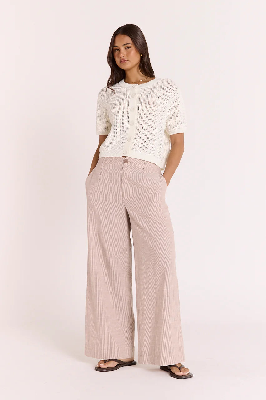 Tilly Pant - Mocha Pinstripe