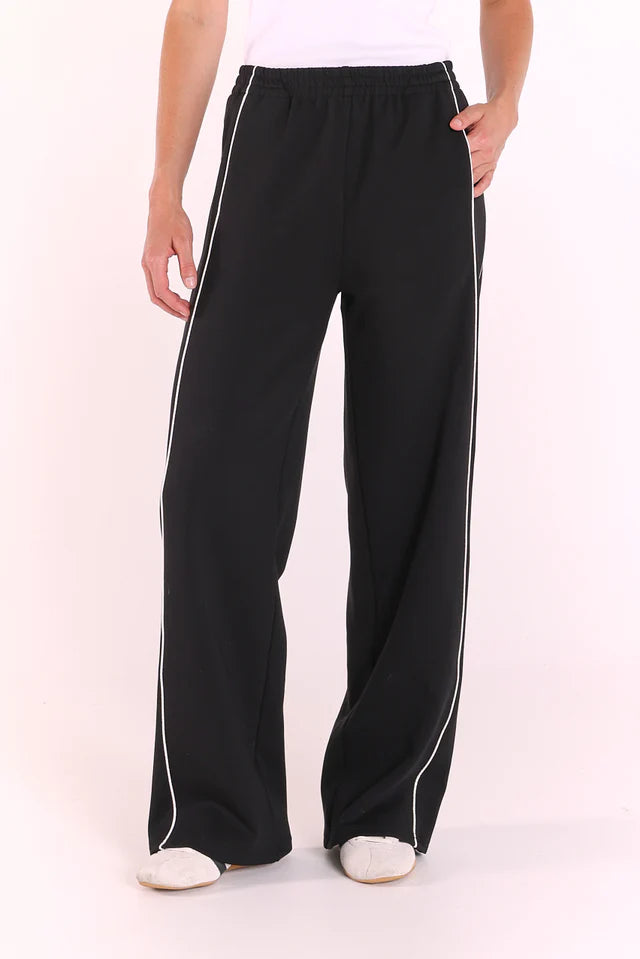 Noah Wide Pant - Black Piping