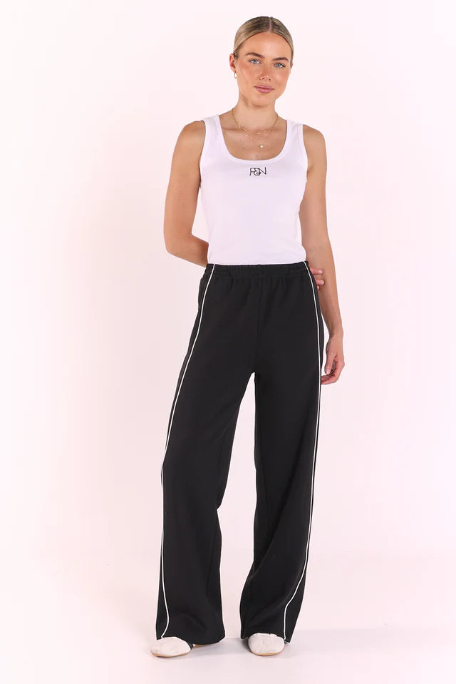 Noah Wide Pant - Black Piping