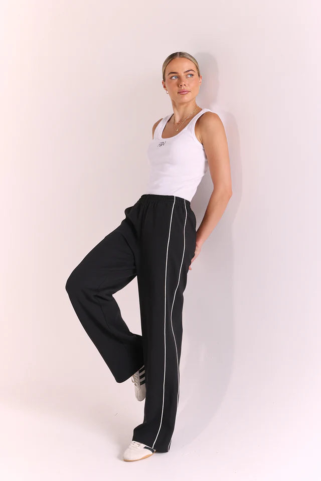 Noah Wide Pant - Black Piping