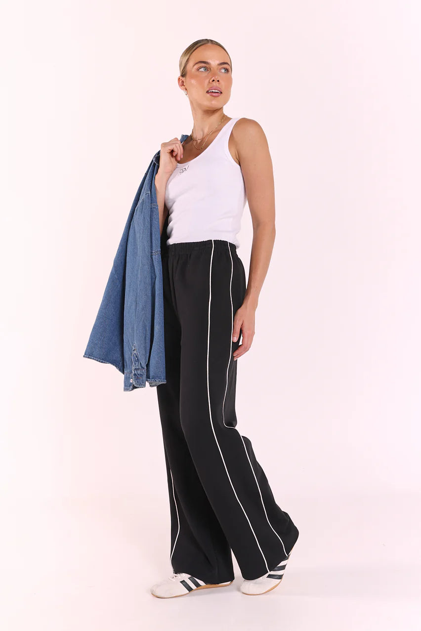 Noah Wide Pant - Black Piping