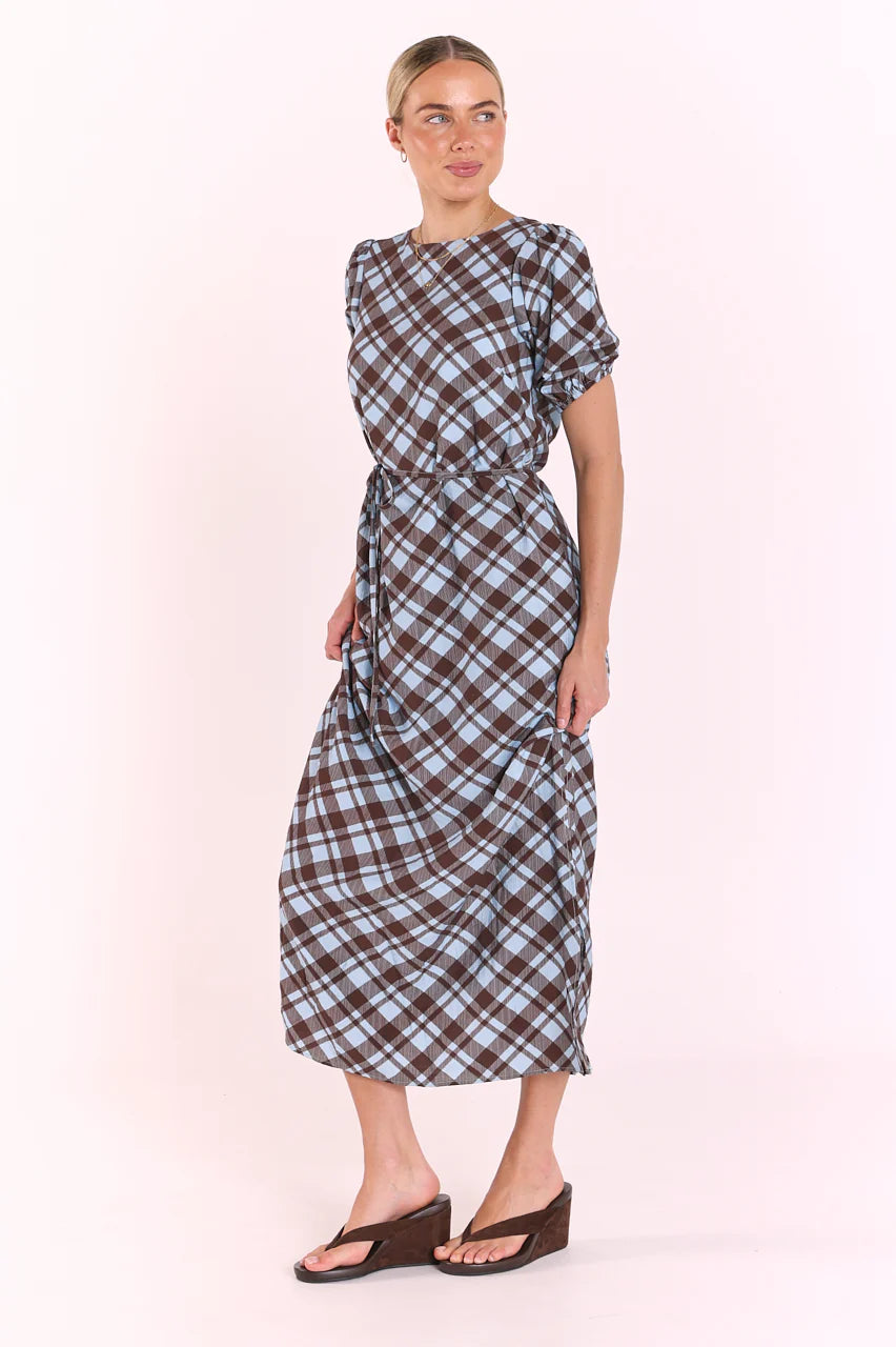 Loretta Dress - Blue Chocolate Check