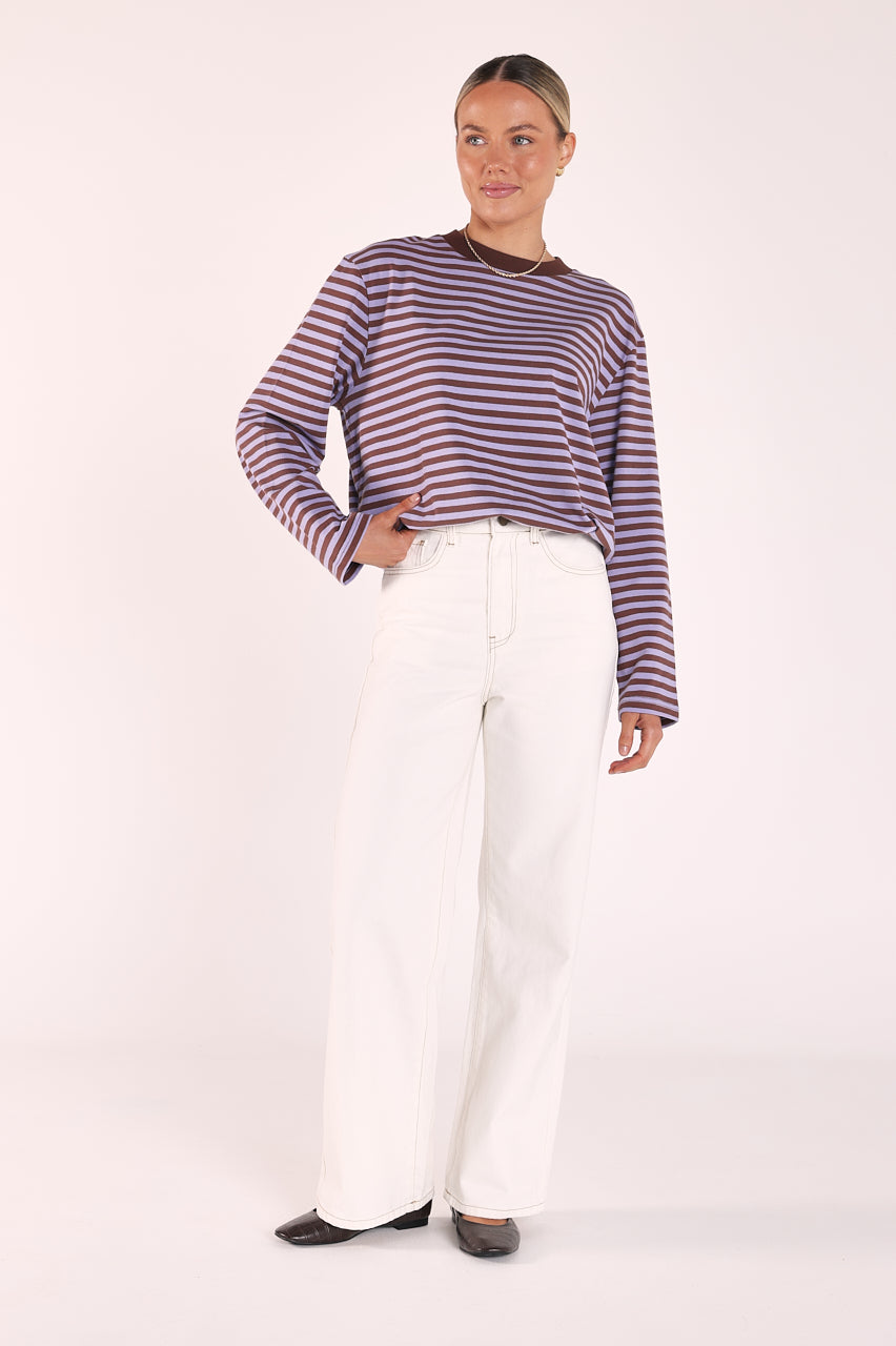 Carter Long Sleeve Tee - Chocolate Grape Stripe