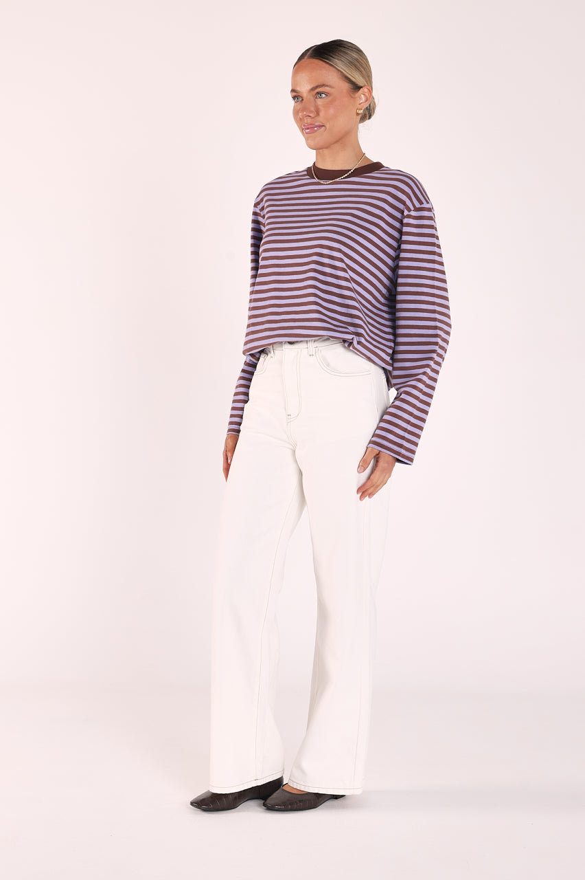 Carter Long Sleeve Tee - Chocolate Grape Stripe