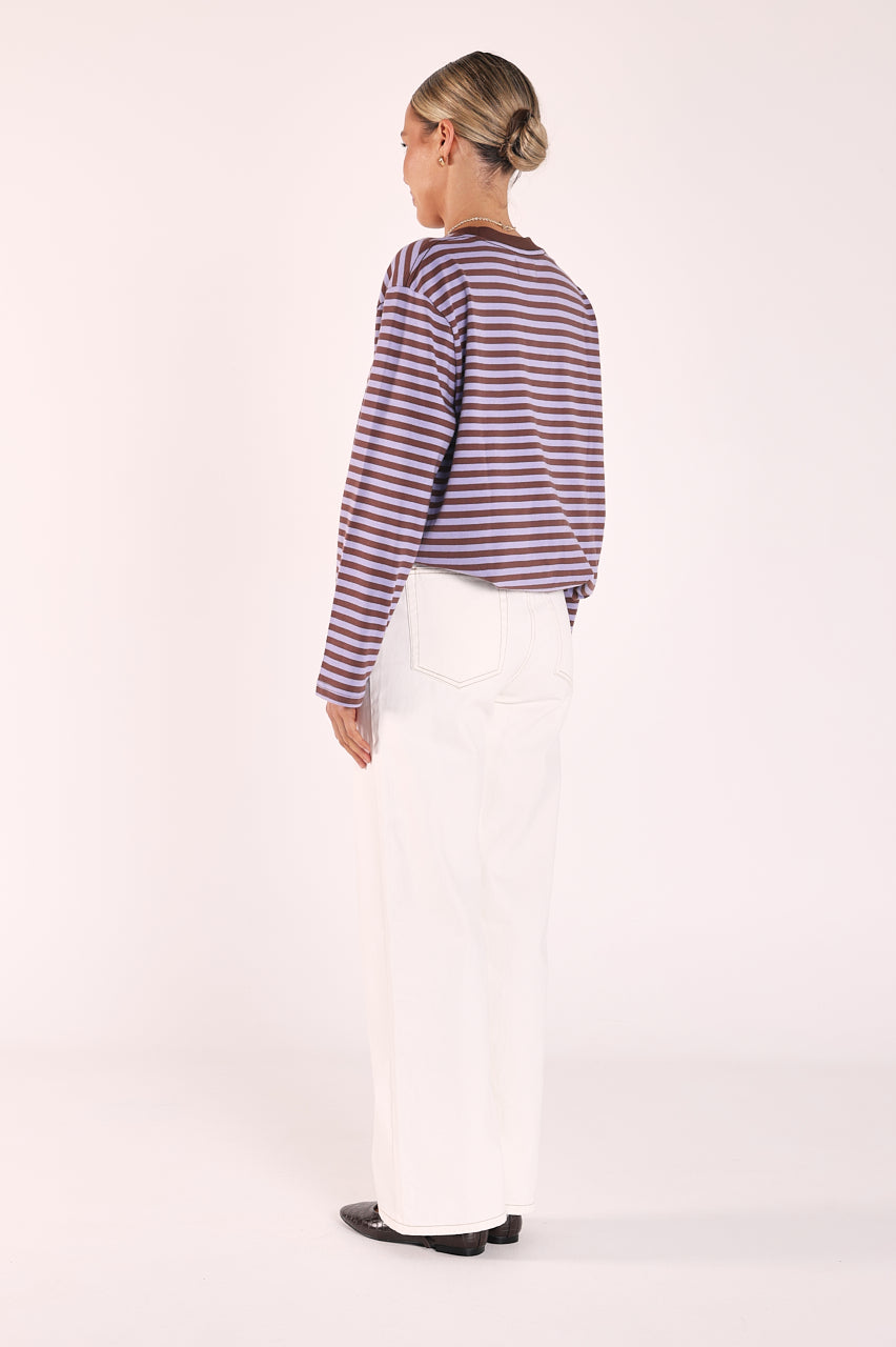 Carter Long Sleeve Tee - Chocolate Grape Stripe