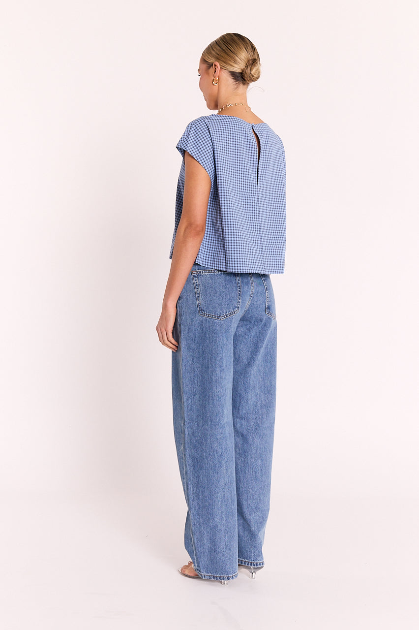 Feather & Noise Lottie Top - Blue Gingham, view 6