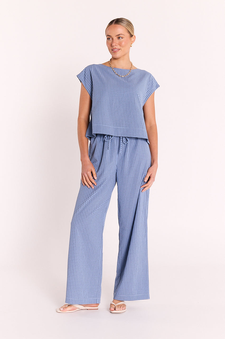 Feather & Noise Lottie Top - Blue Gingham, view 4