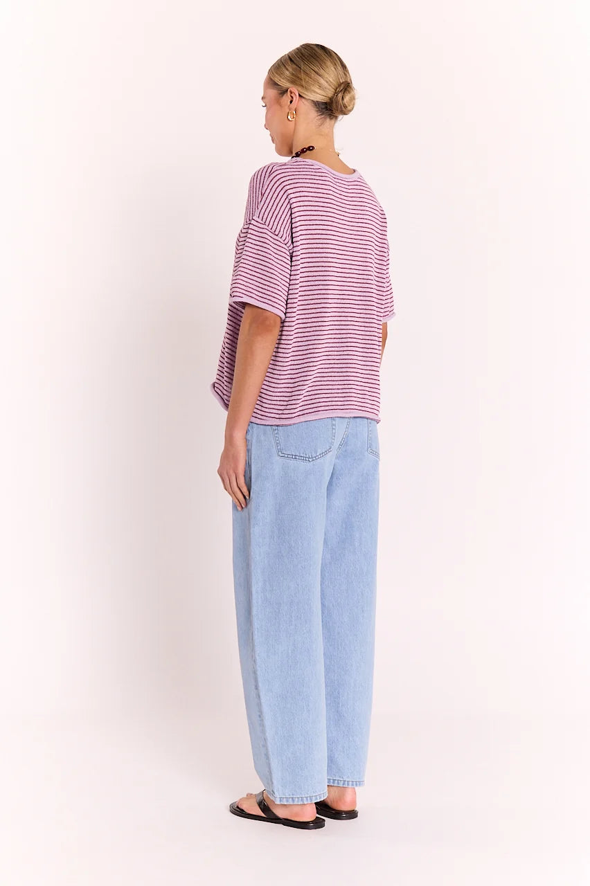 Evie Knitted Top - Grape Stripe