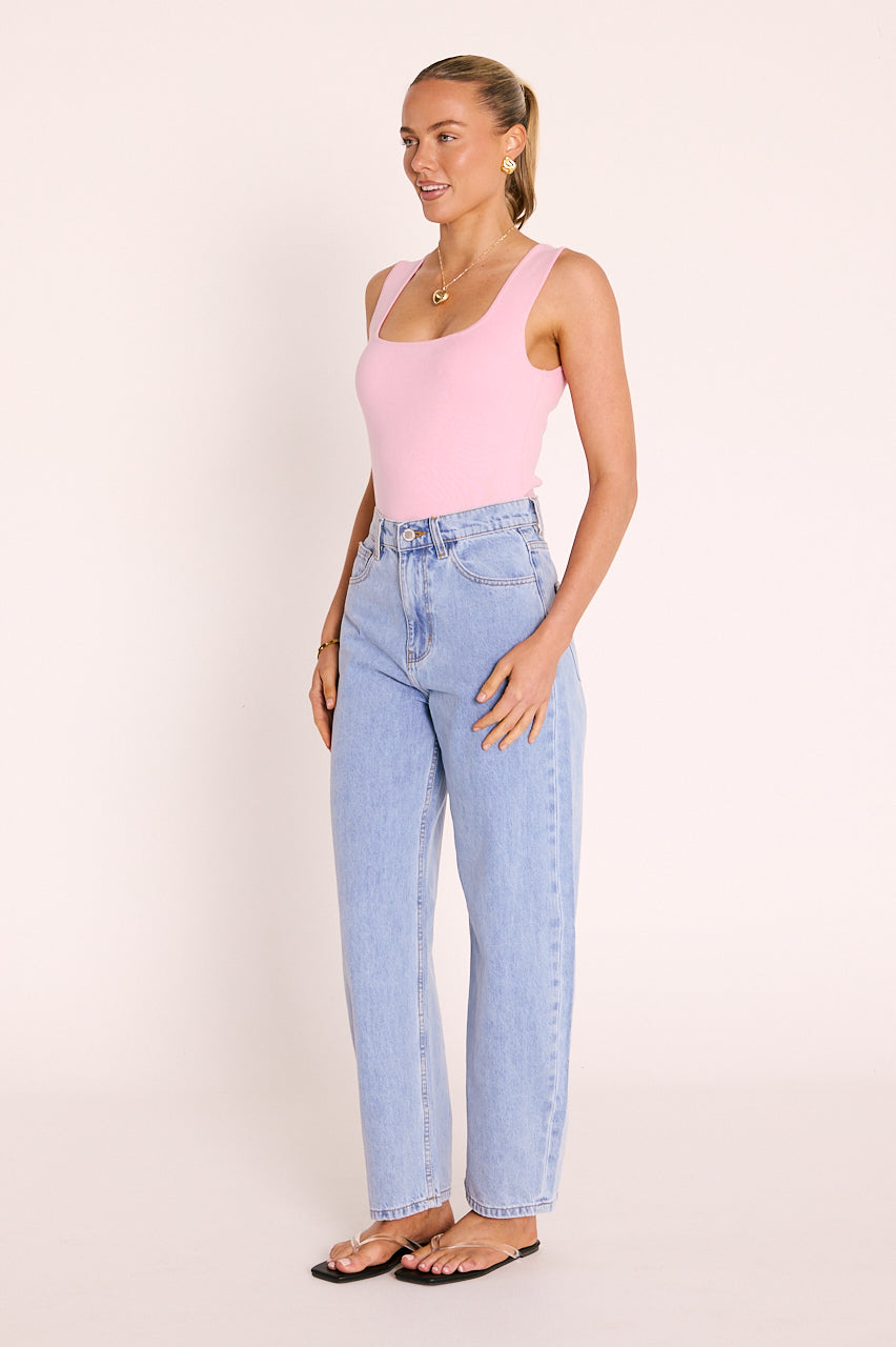 Millie Tank Pink - styled outfit, women's everyday tank top