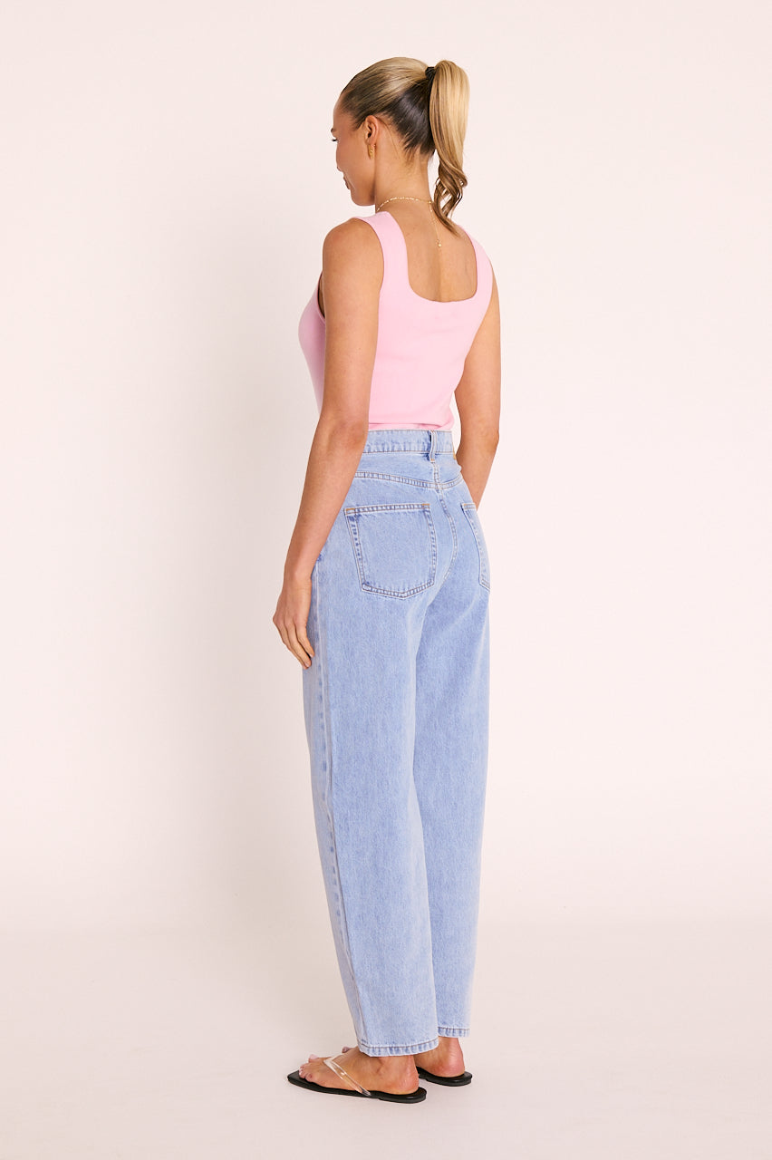 Millie Tank Pink - fabric close-up, ribbed knit fitted design