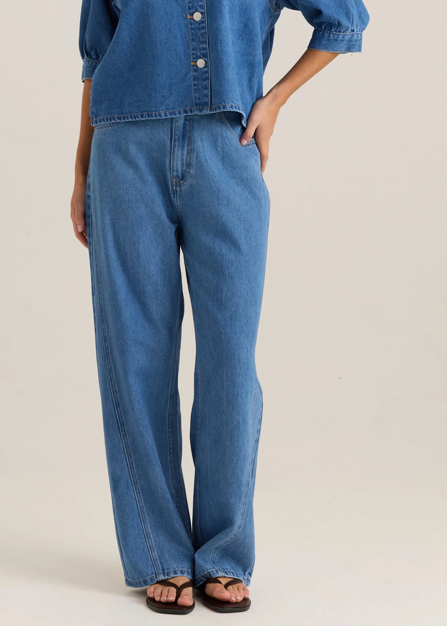 Nuala Wide Leg Jean - Classic Blue Wash