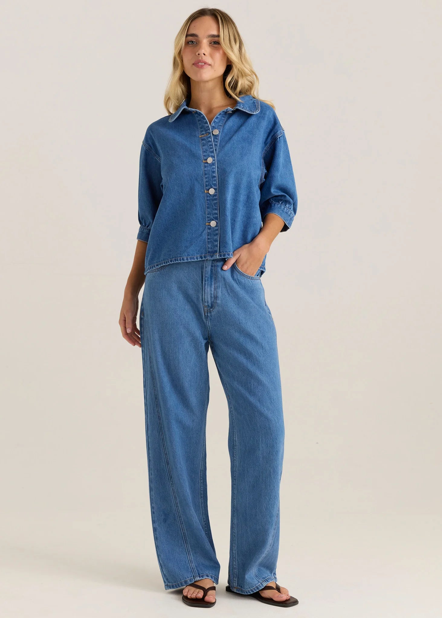 Nuala Wide Leg Jean - Classic Blue Wash