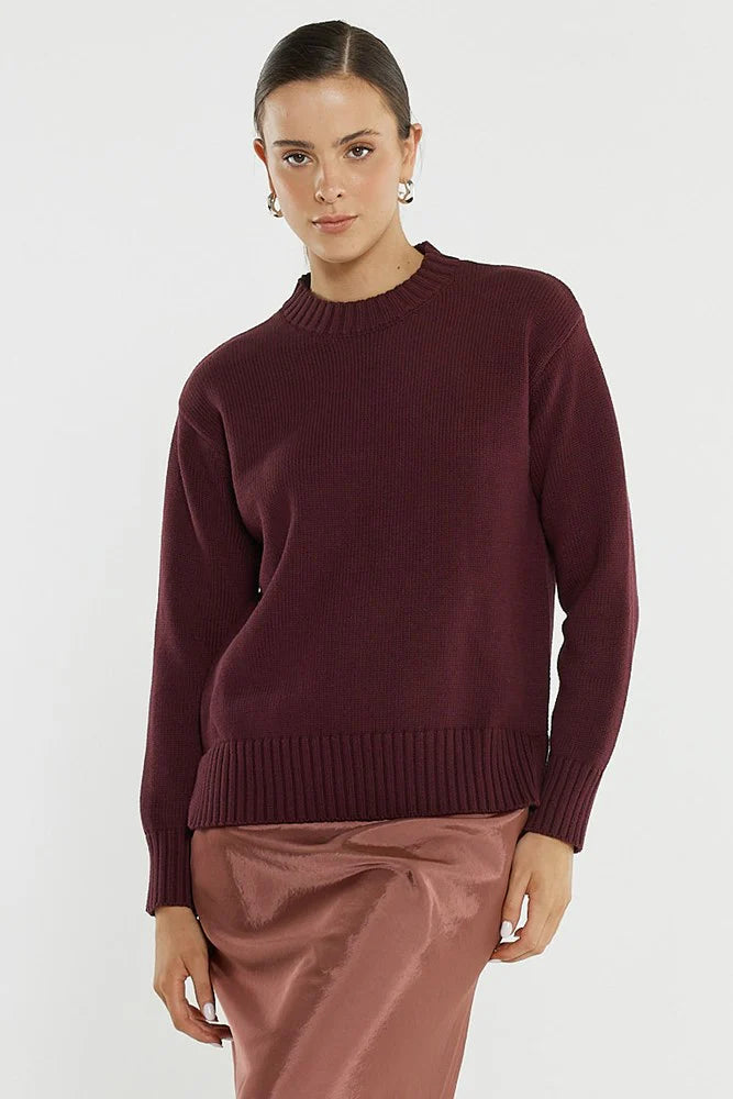 Ivy Cotton Knit - Burgundy