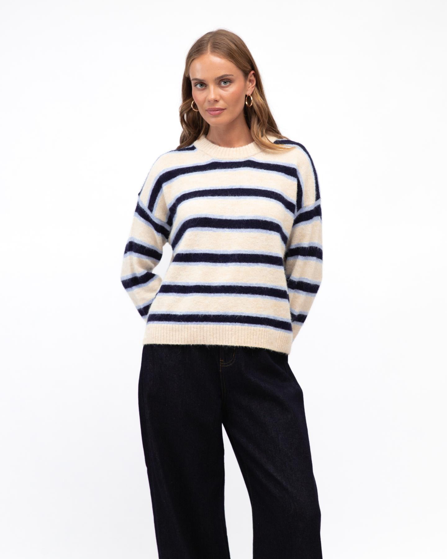 Hamptons Stripe Knit - White/Blue