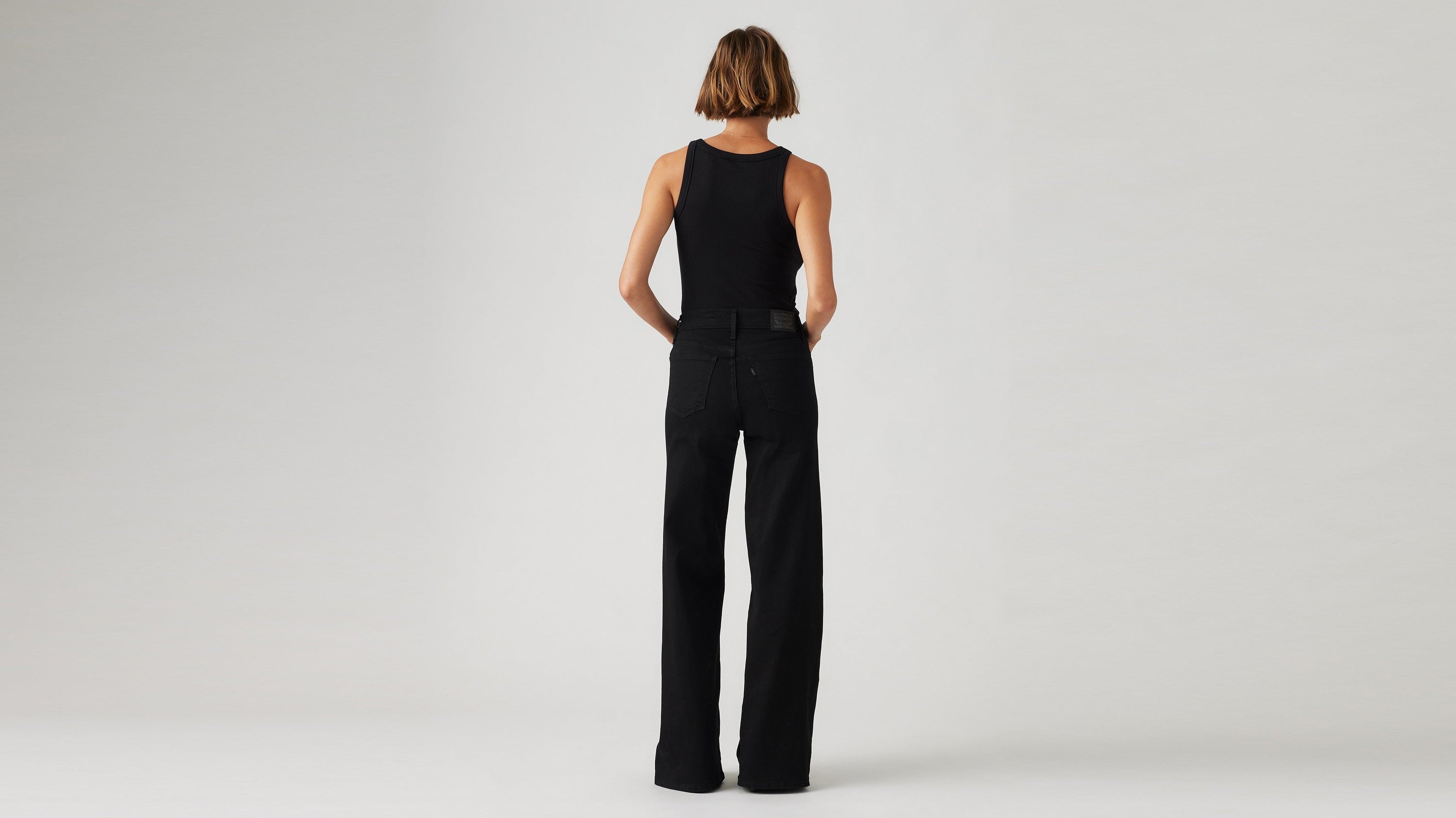Levi's 318 Shaping Wide-Leg Jean in Soft Black, back view
