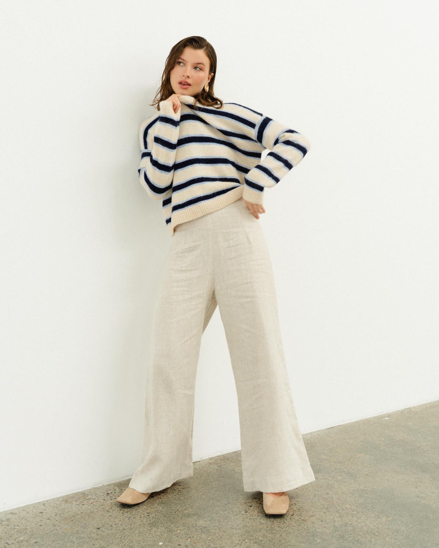 Hamptons Stripe Knit - White/Blue