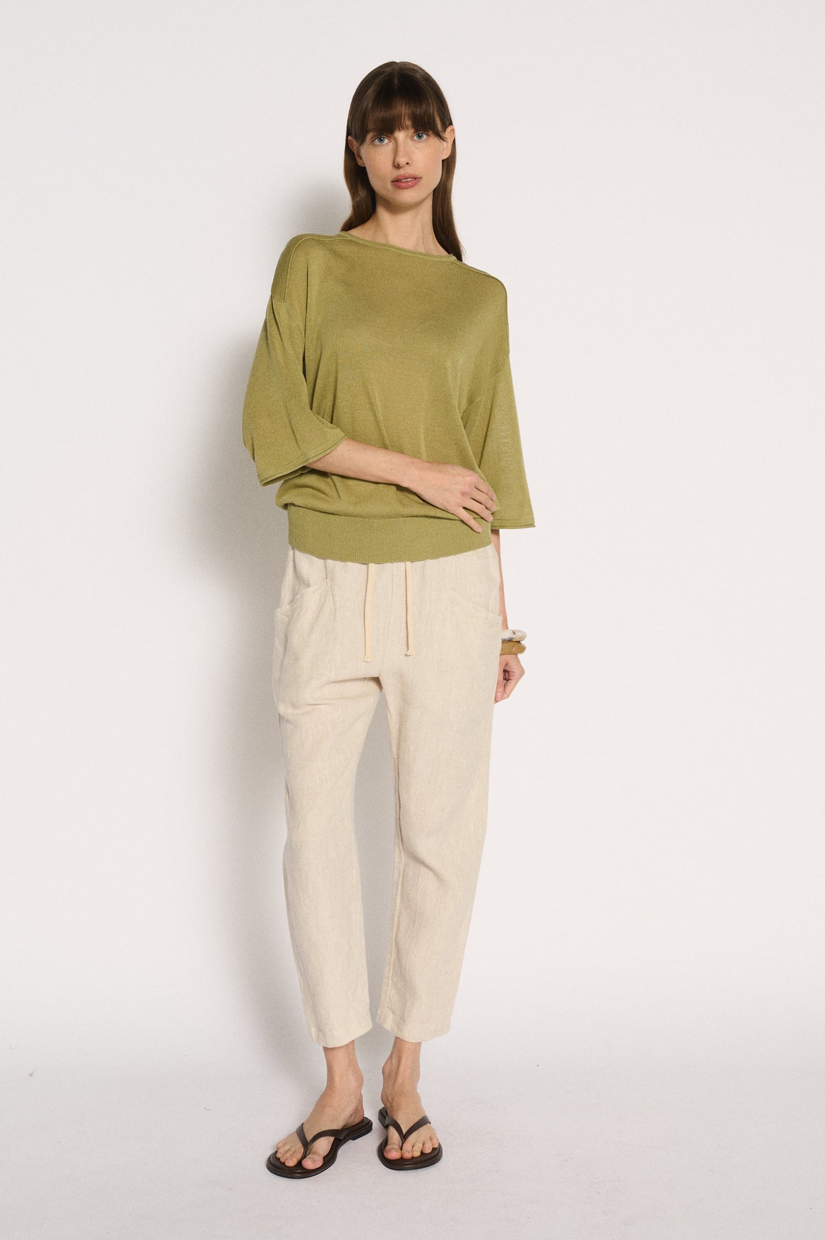 Little Lies Cassie Knit Top in Olive, view 4