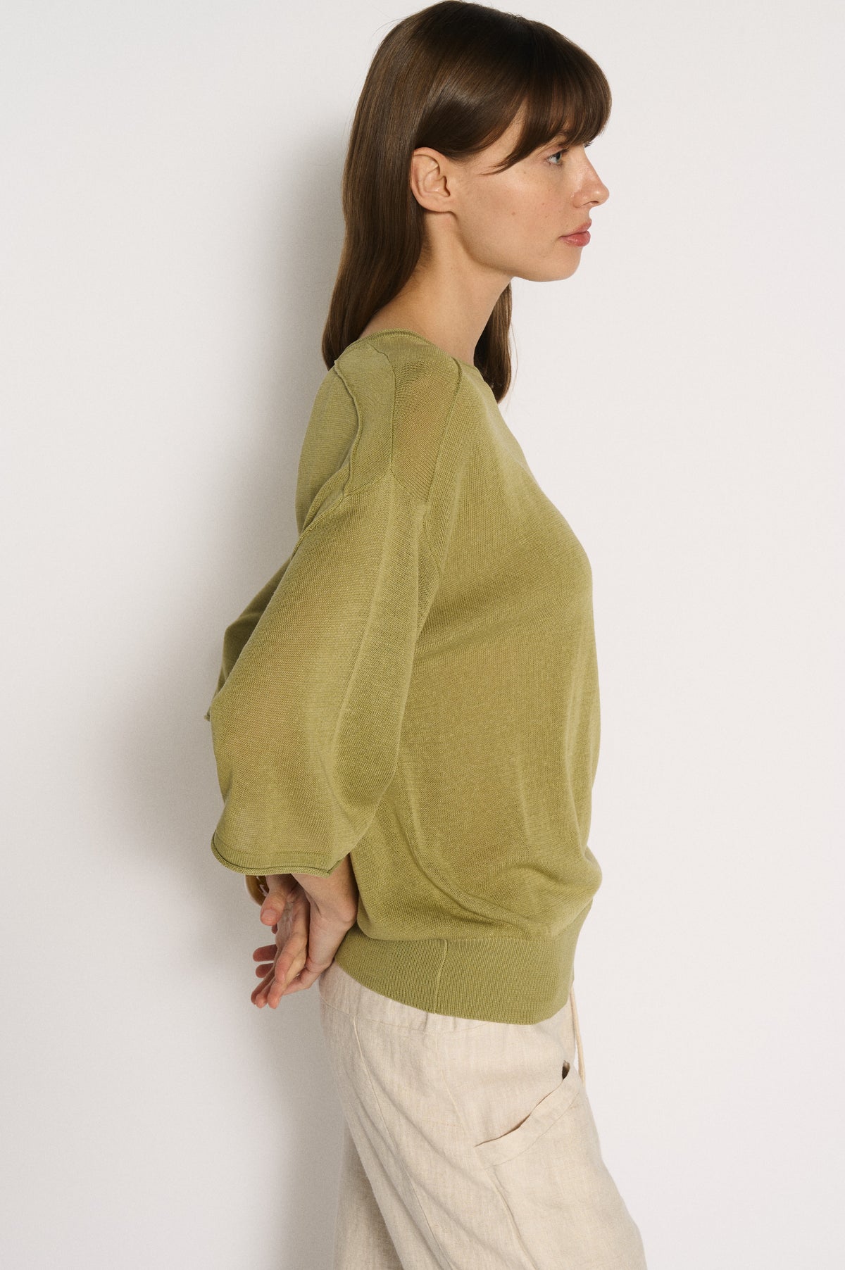 Little Lies Cassie Knit Top in Olive, view 2