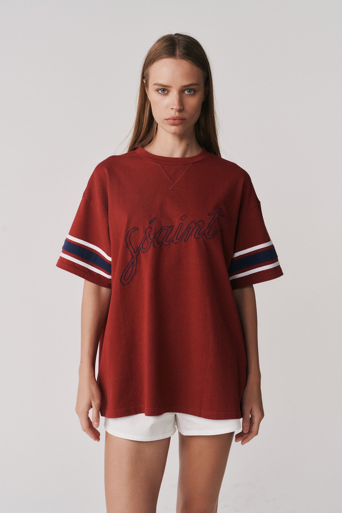 SŚAINT Borrowed Oversized Tee - Brick Red, view 6