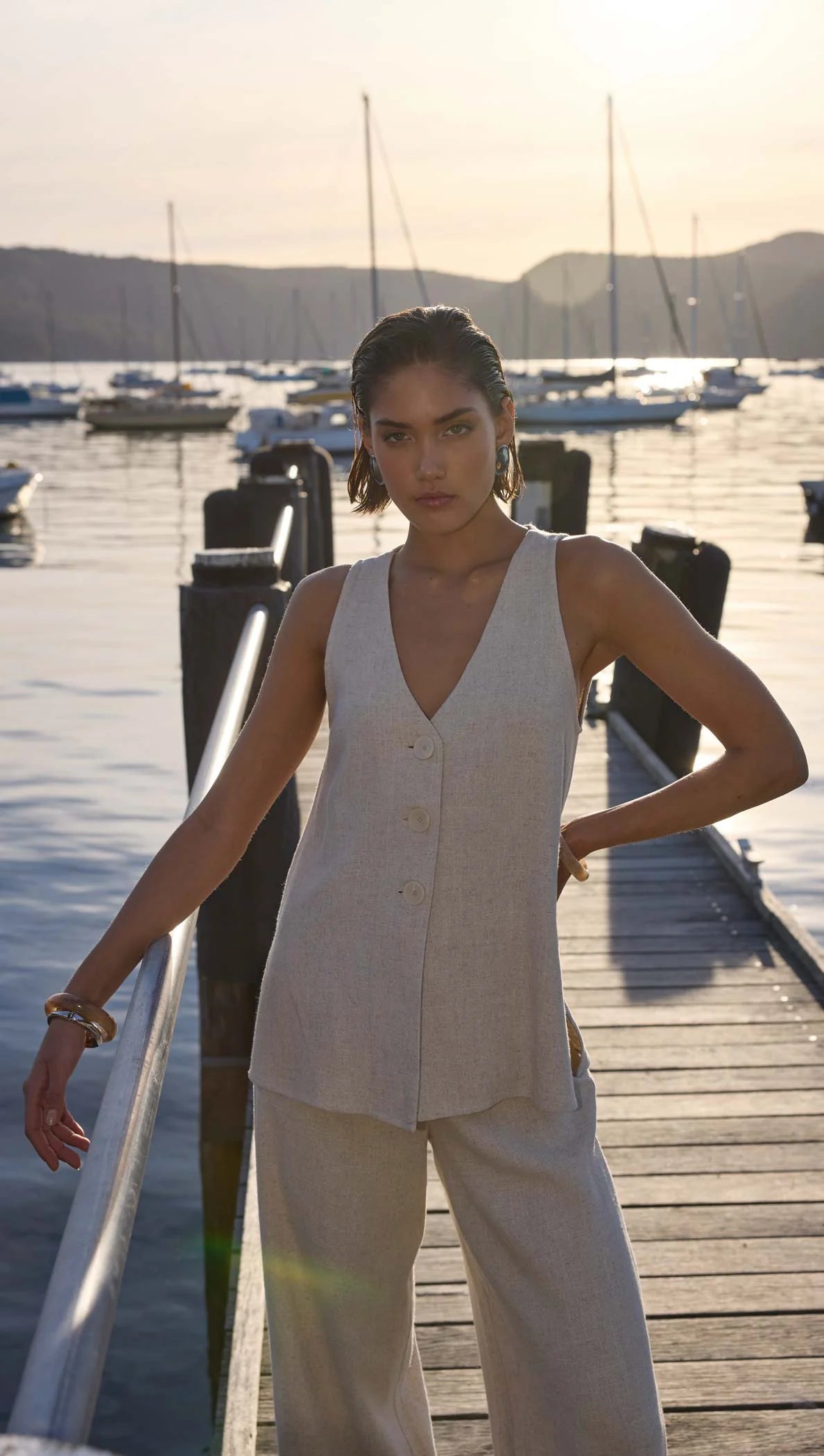 Alba Tunic Vest - Natural Marle