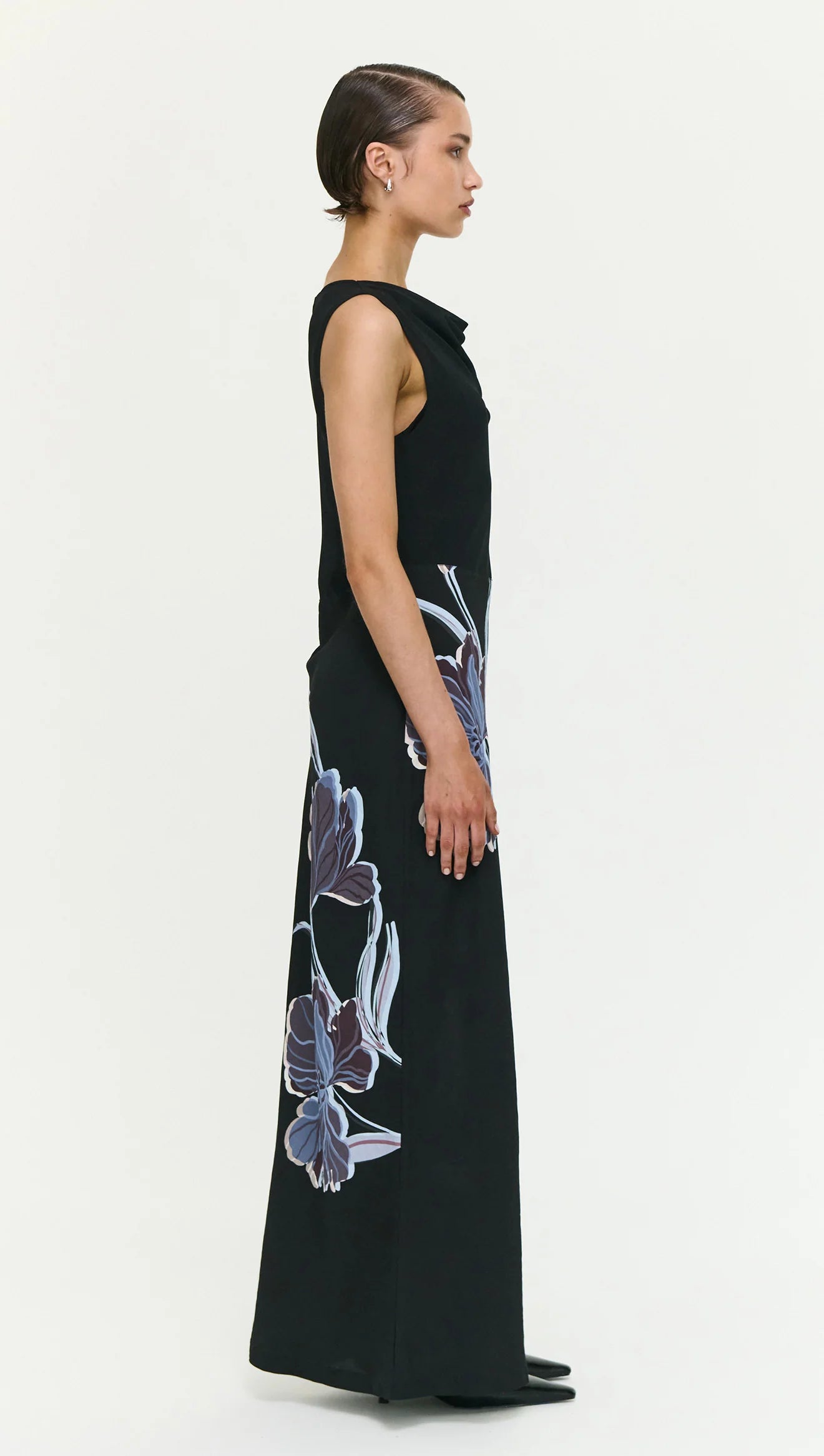 Stas Bias Combo Midi Dress - Black/Midnight