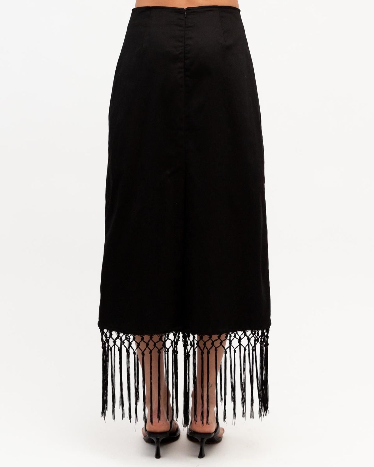 Anna Fringe Skirt - Black