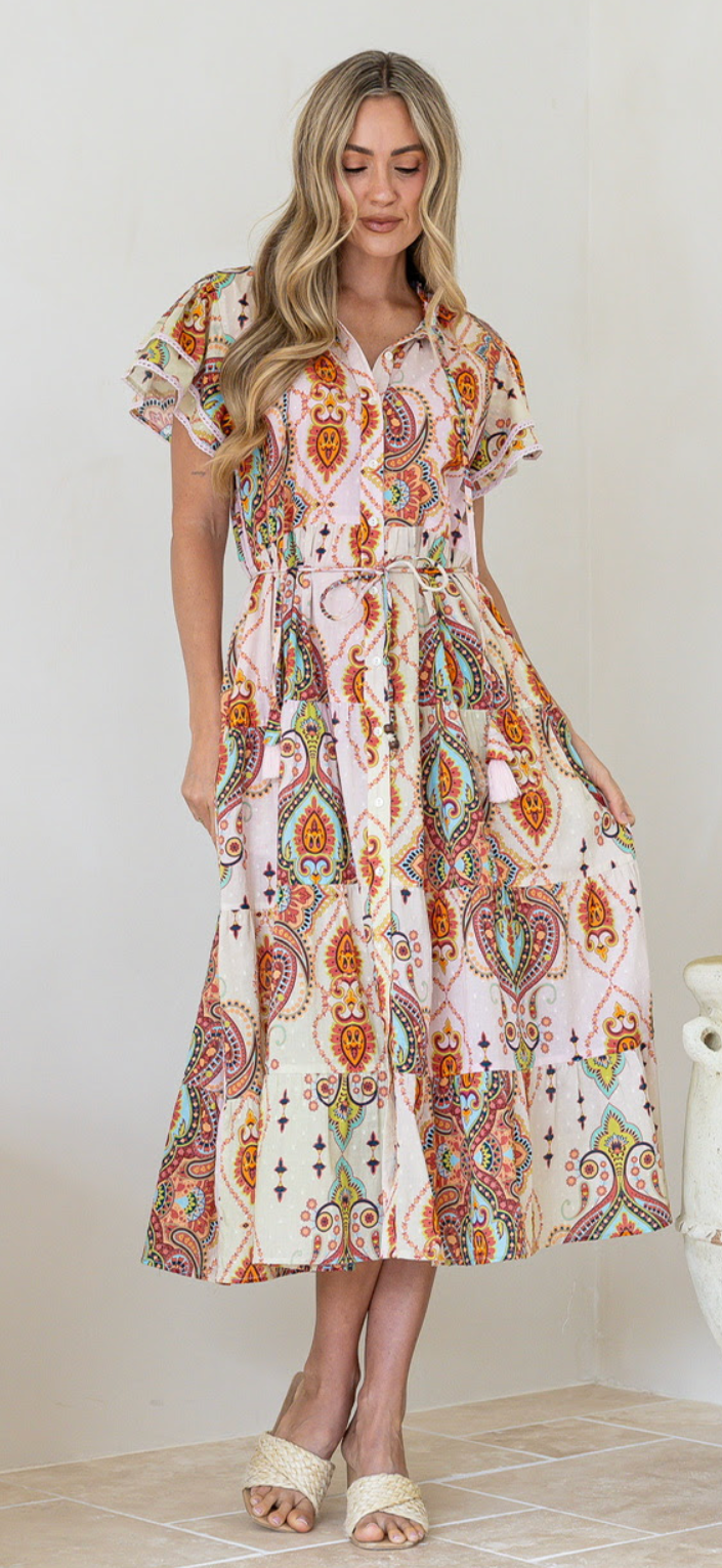 Joop & Gypsy Robby Long Dress with Slip - Blush/Amber Multi