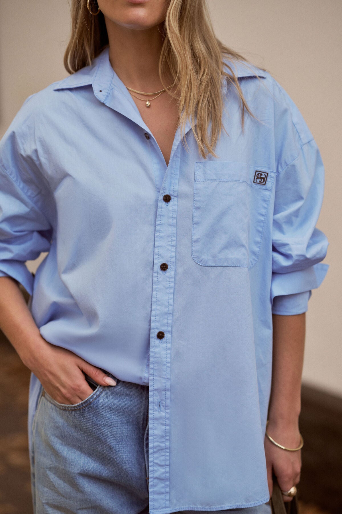 Peta Oversize Shirt - Sky Blue