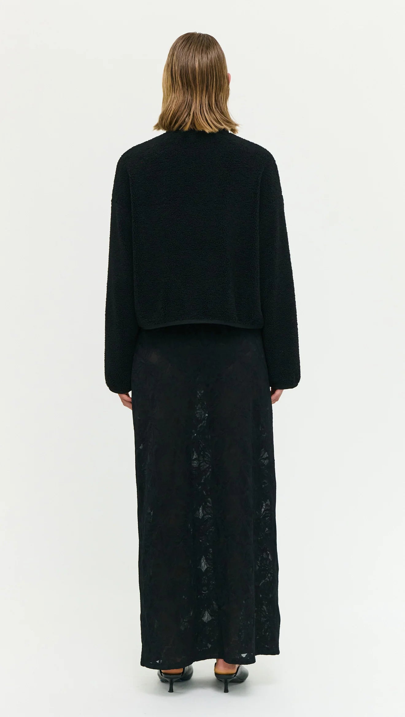 Katya Crop Sherpa Jacket - Black