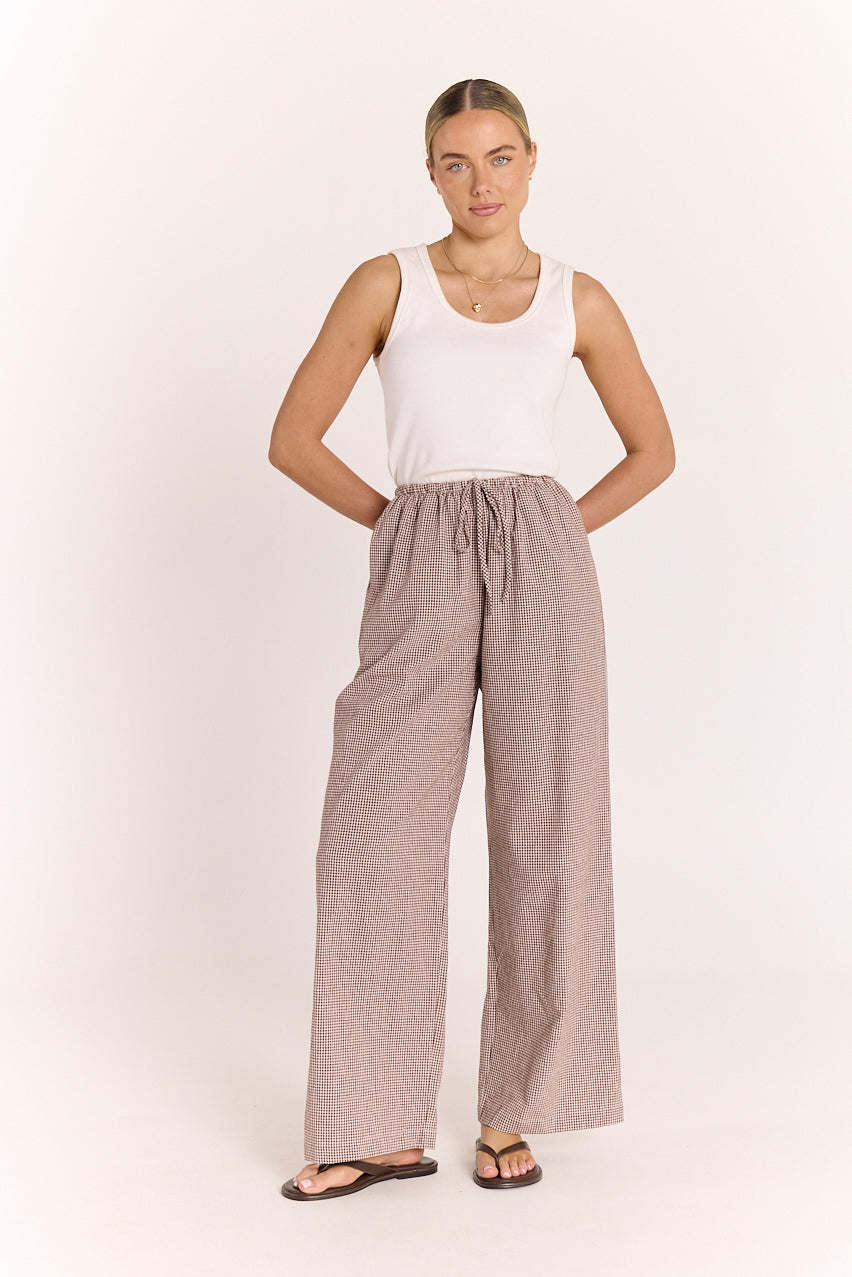 Lottie Pant - Chocolate Gingham