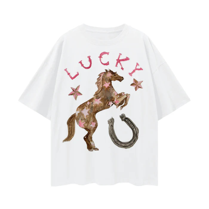 Lucky Cowgirl Tee- White