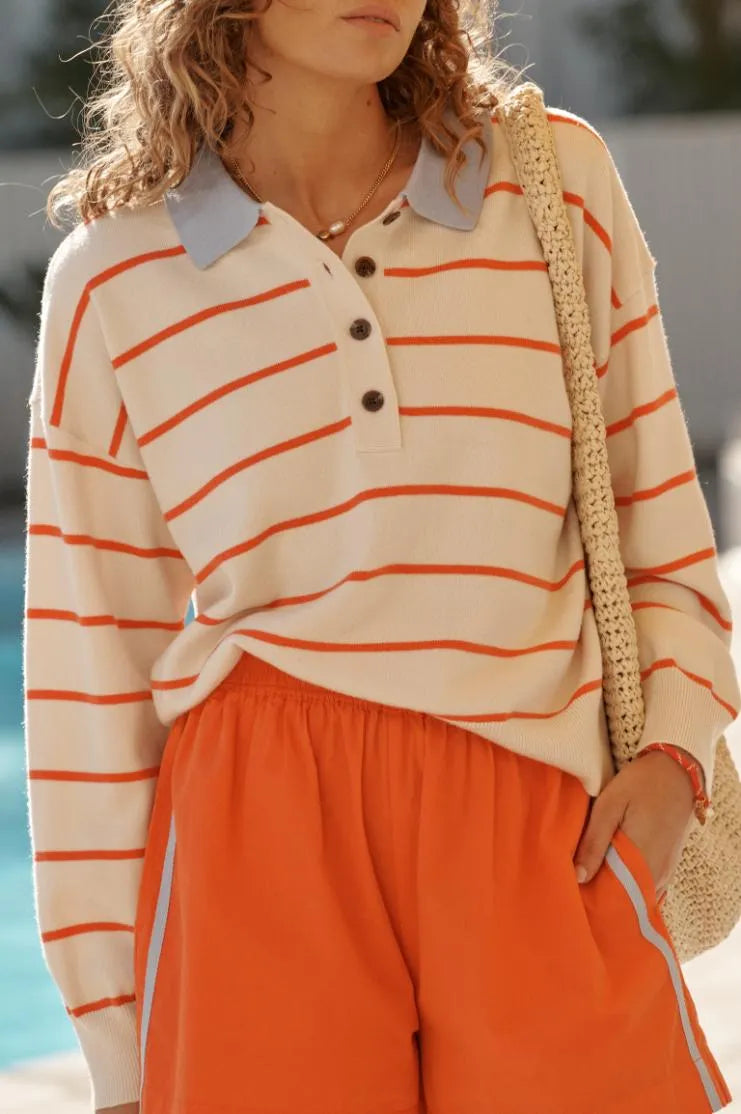 Jessa Rugby Knit - Ecru Stripe