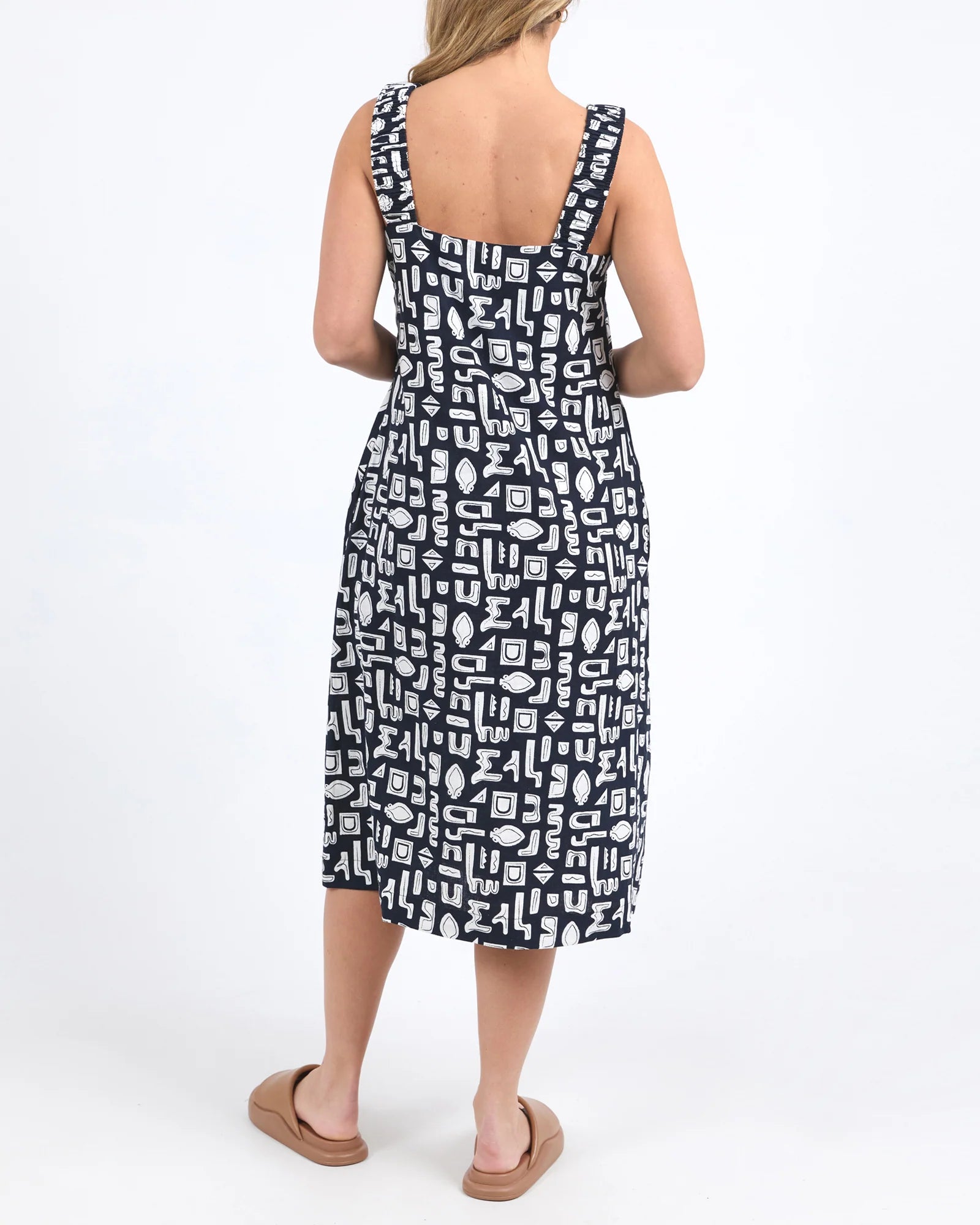 Etched Geo Dress - Navy