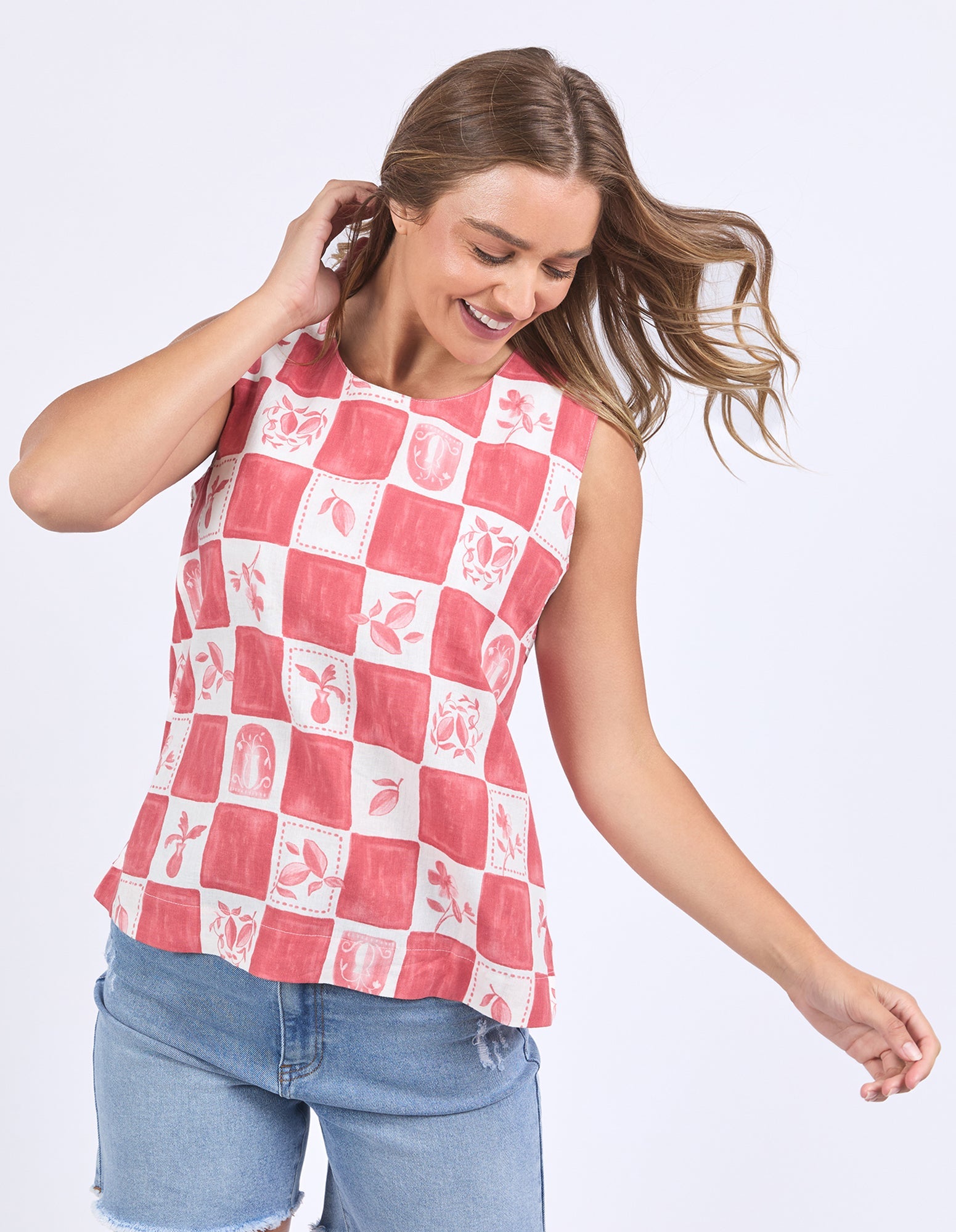 Biarittz Top - Crimson Print