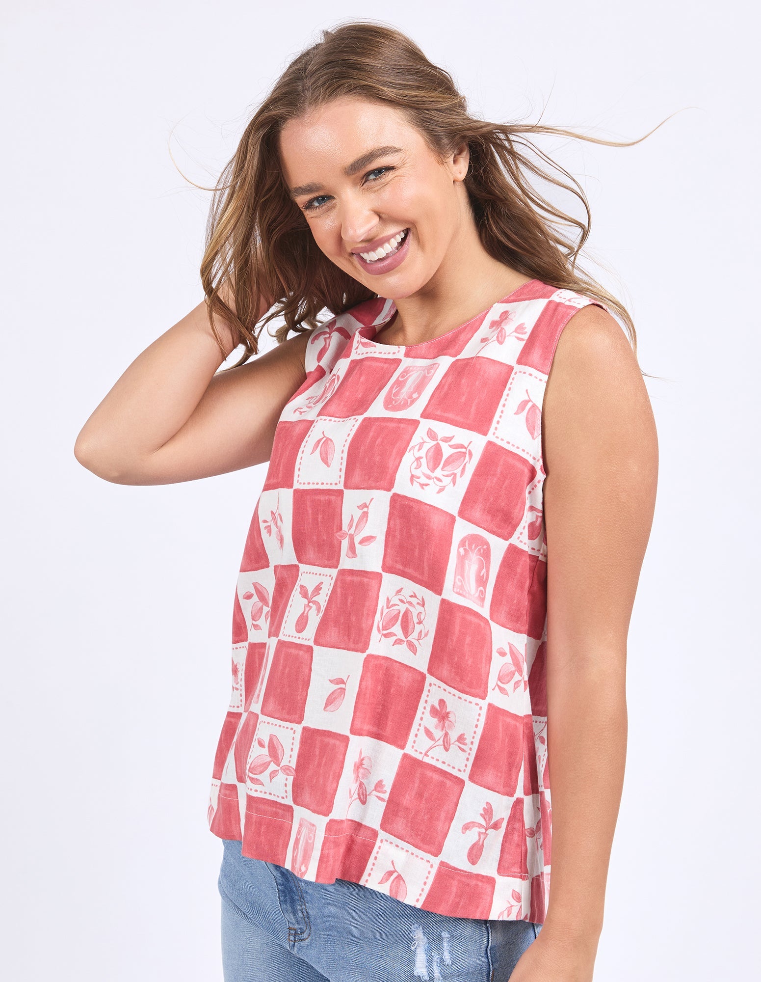 Biarittz Top - Crimson Print