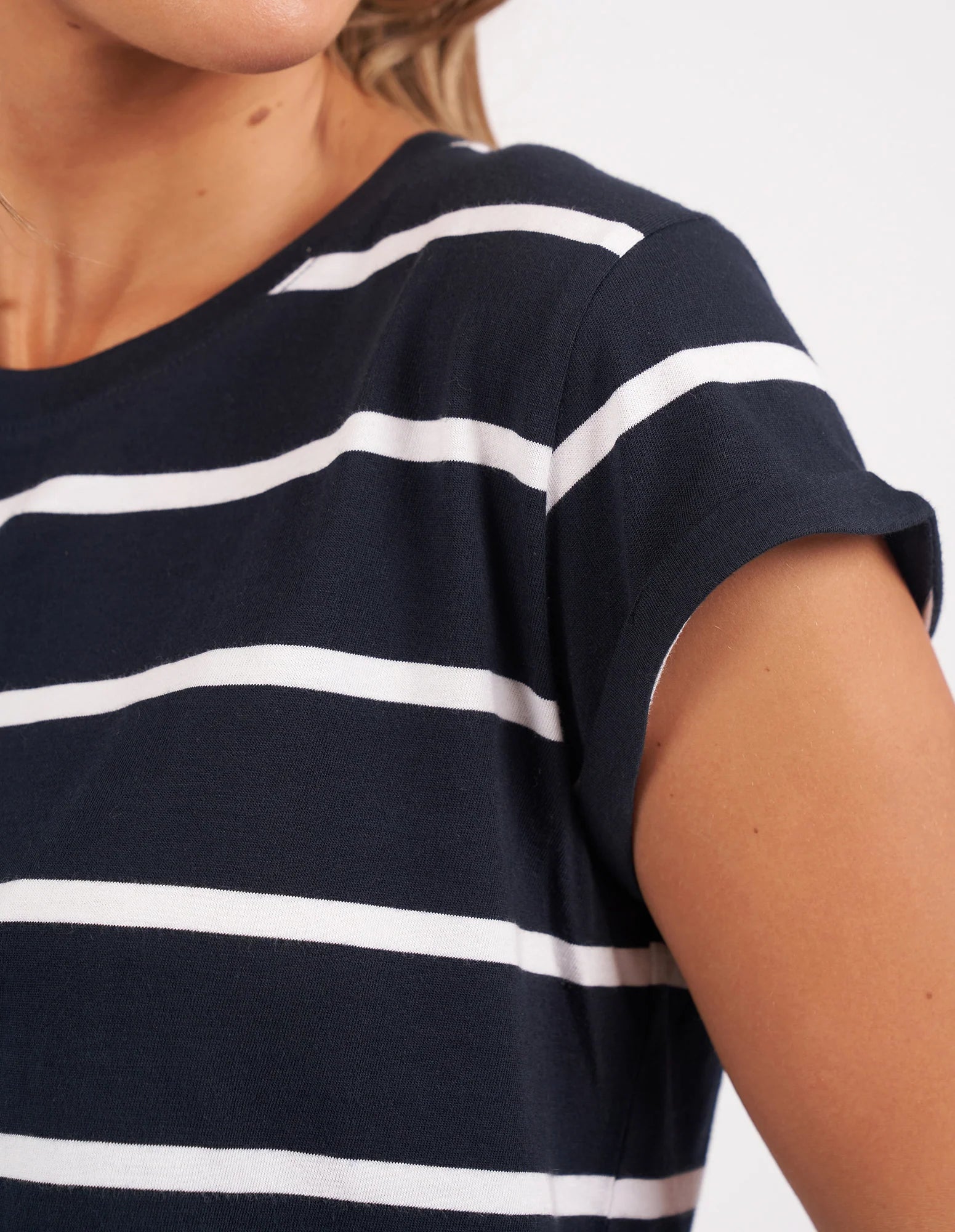 Manly Stripe Tee - Navy with White