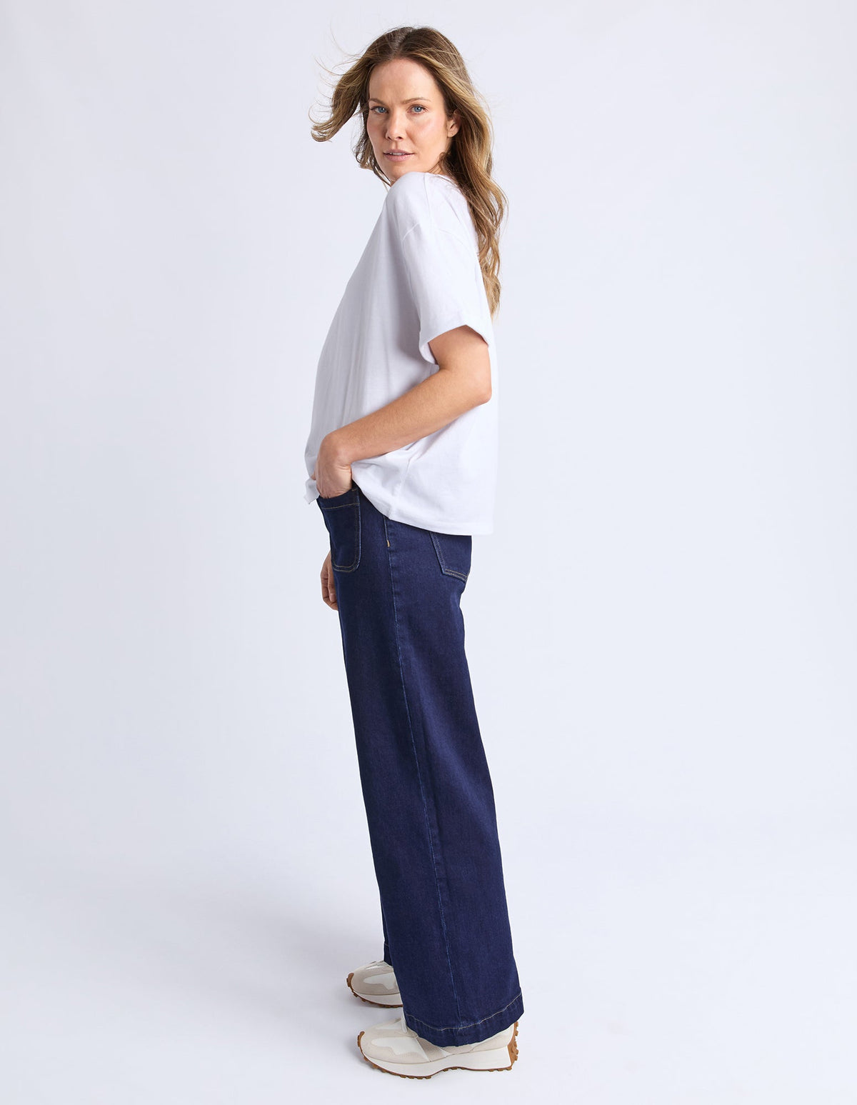 Foxwood Huntleigh Oversized Tee in White, styled shot
